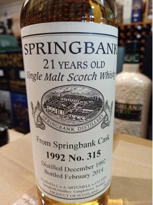 1992, Springbank 21 Year Old 1992-2014 Cask Strength Campbeltown 54.6% 700 ml